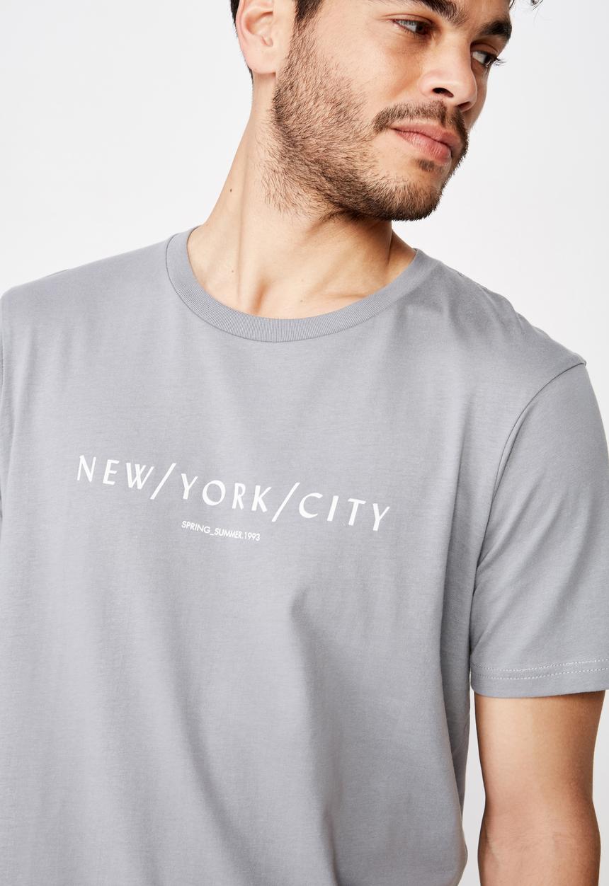 Cotton On - Tbar text T-shirt - grey