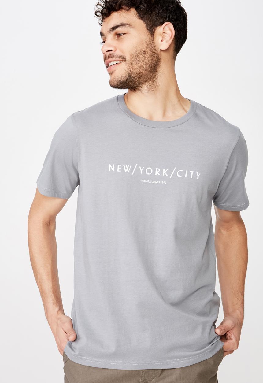 Cotton On - Tbar text T-shirt - grey
