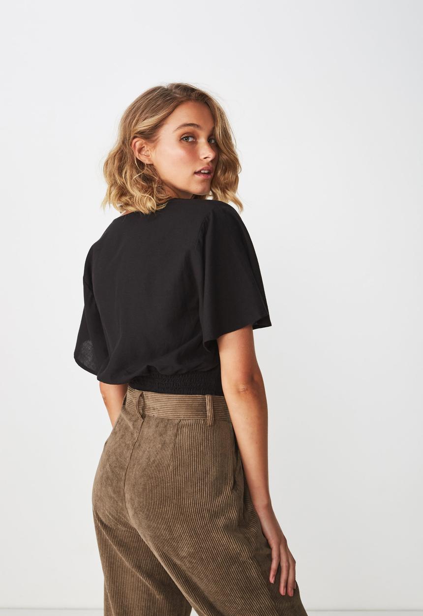 Cotton On - Carmel wrap top  - black
