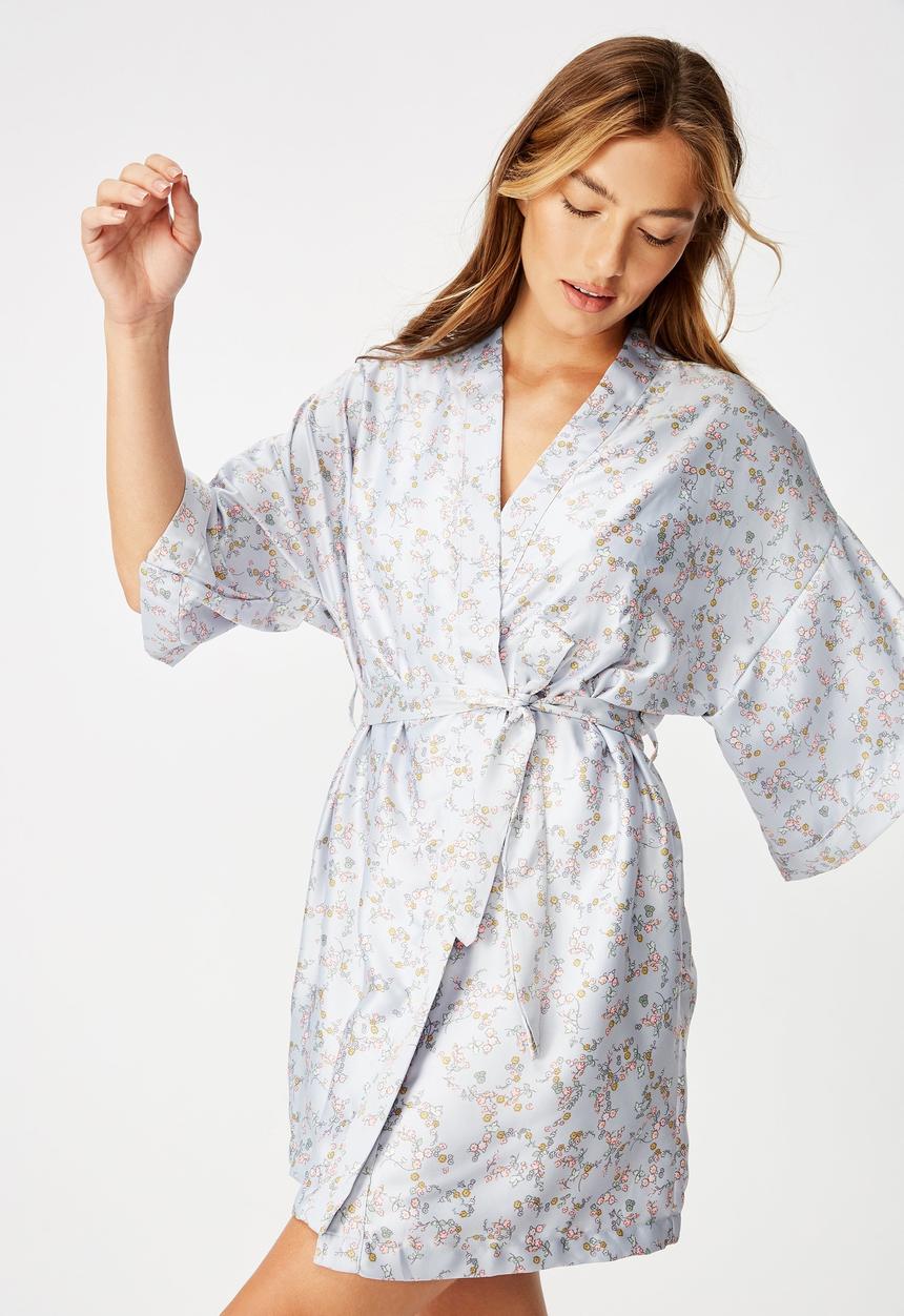 Cotton On - Satin kimono gown  - blue 