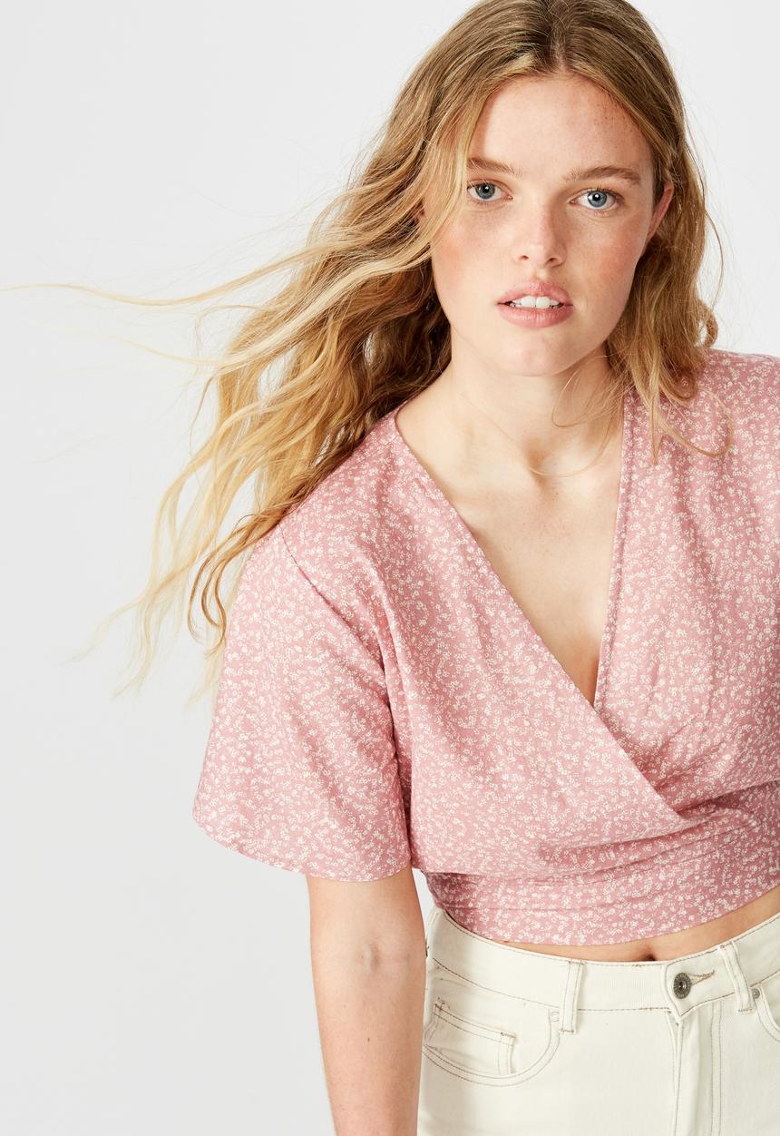 Cotton On - Carmel wrap top  - pink