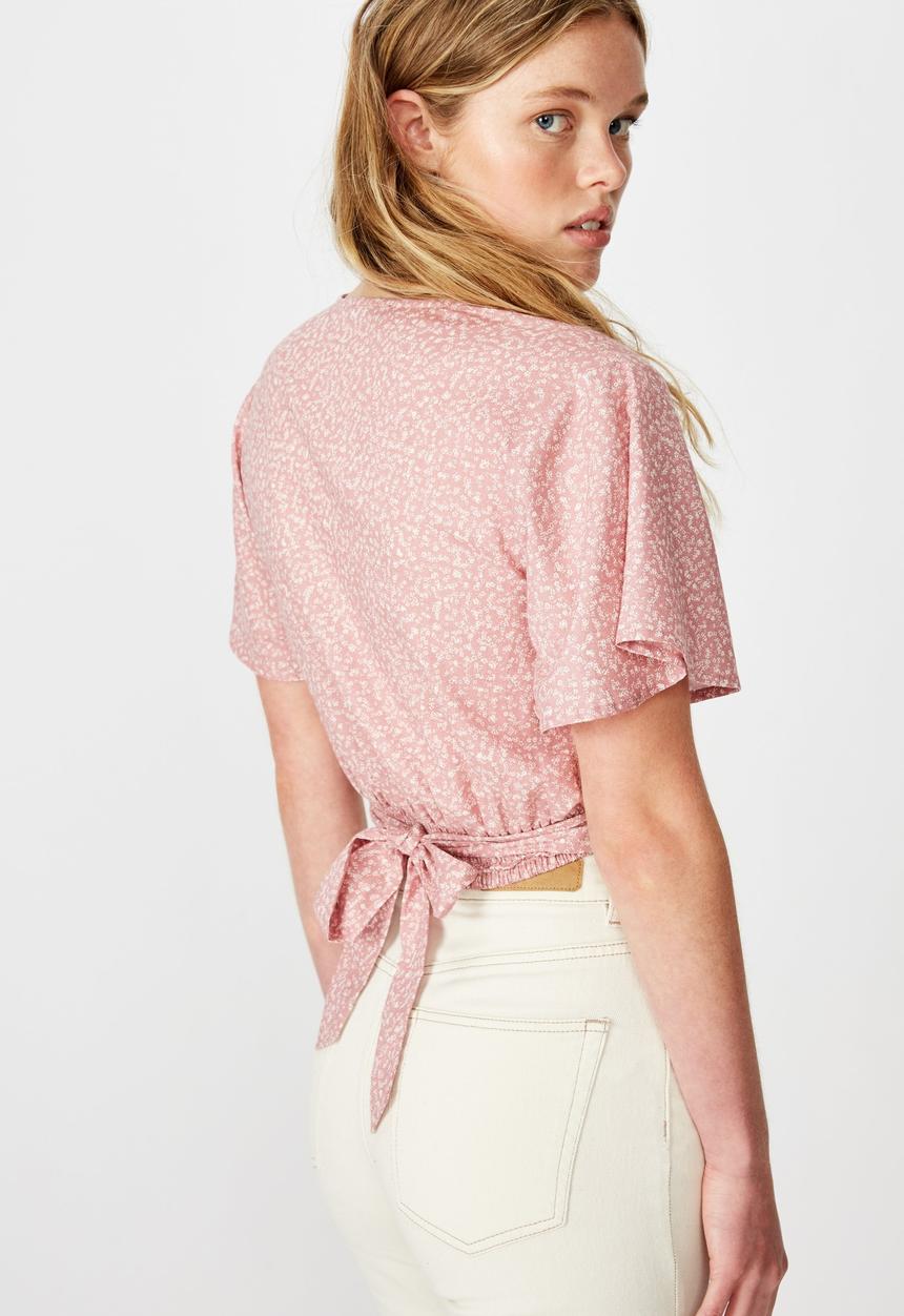 Cotton On - Carmel wrap top  - pink