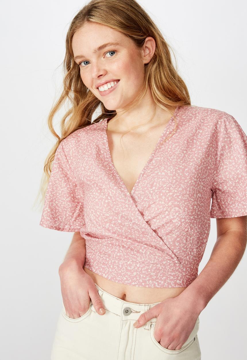 Cotton On - Carmel wrap top  - pink
