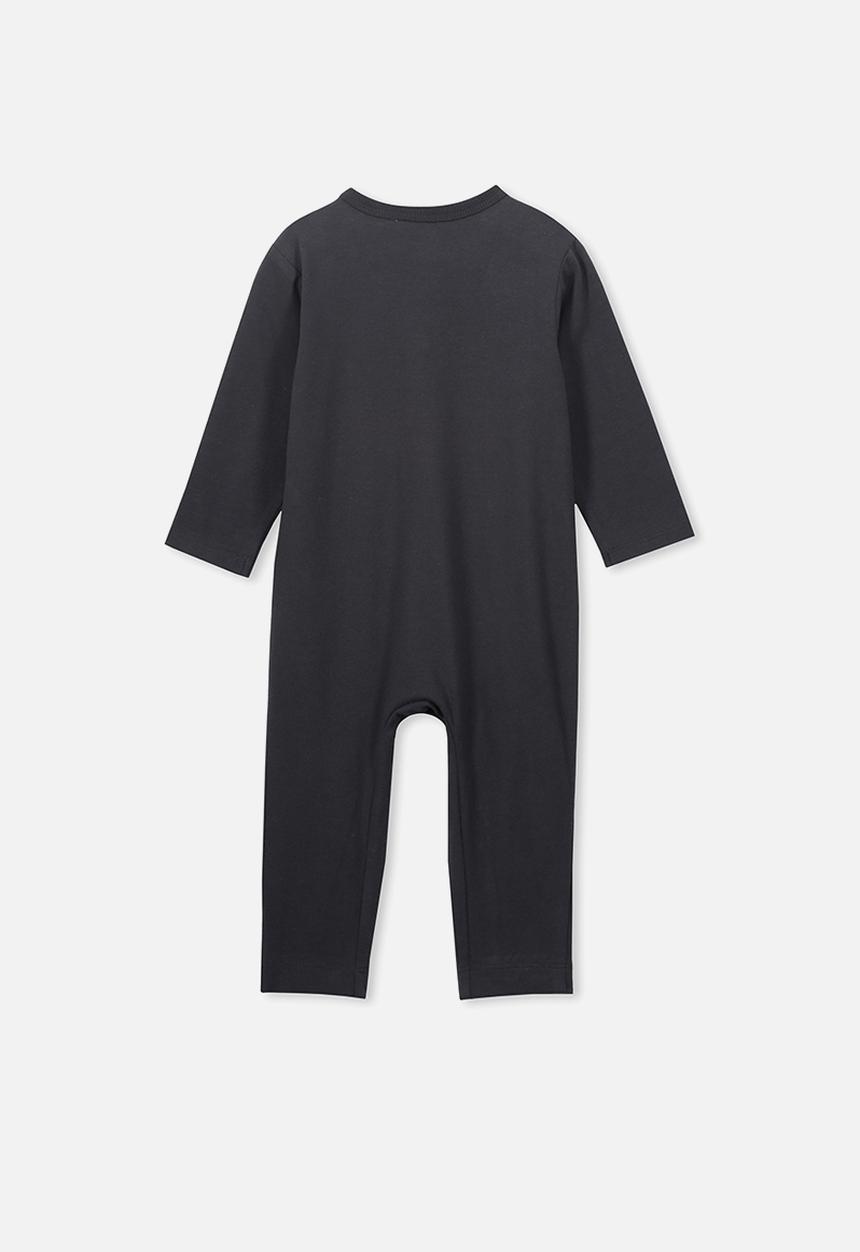 Cotton On - The long sleeve snap romper - black & white