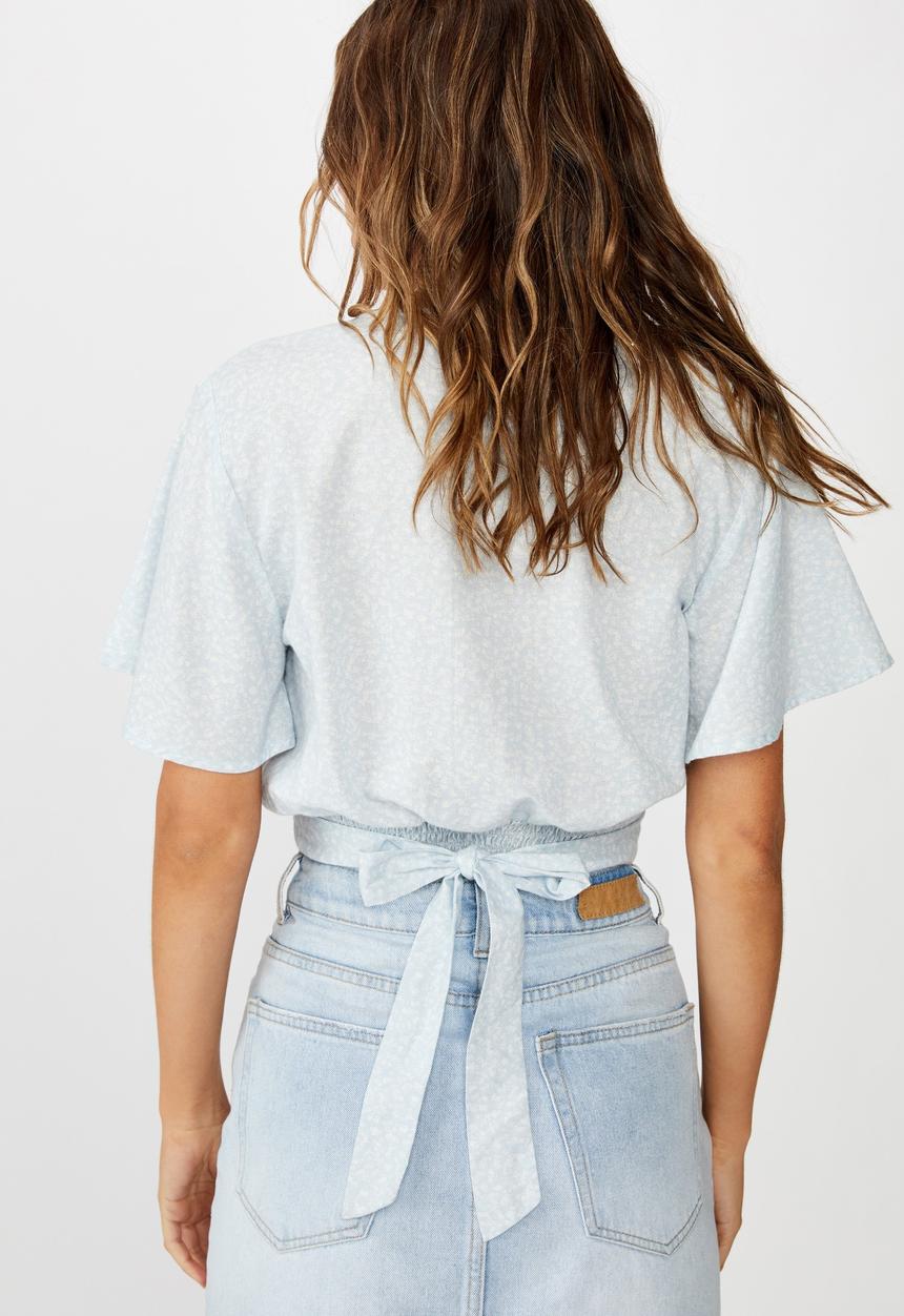 Cotton On - Carmel wrap top  - blue