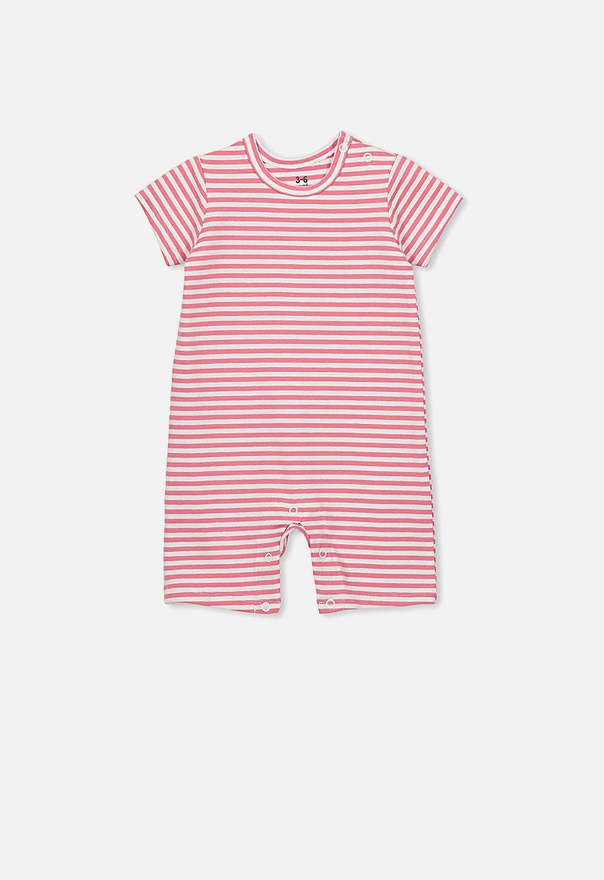 Cotton On - The short sleeve romper - pink & white