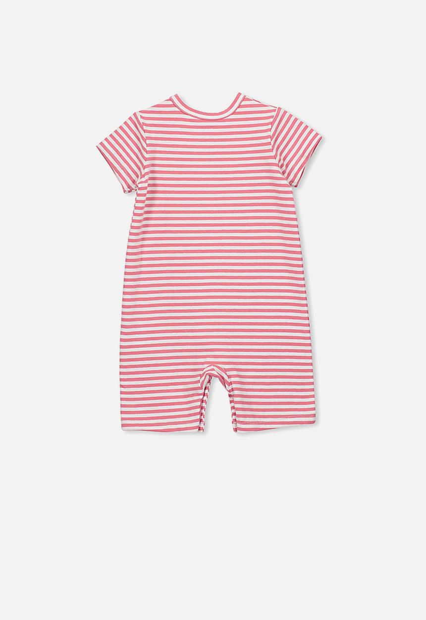 Cotton On - The short sleeve romper - pink & white