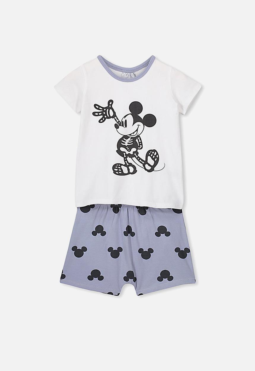Cotton On - Hudson short sleeve pj set - white & grey