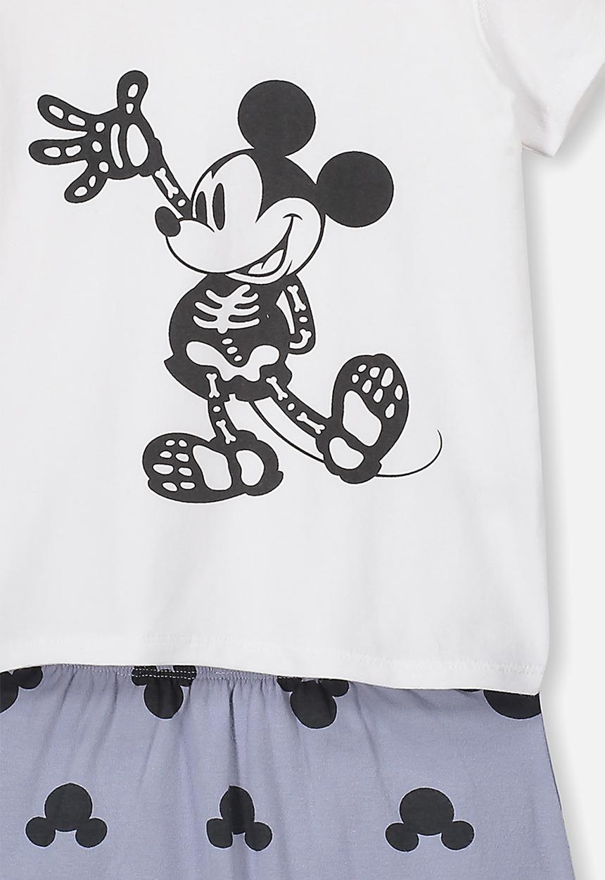Cotton On - Hudson short sleeve pj set - white & grey