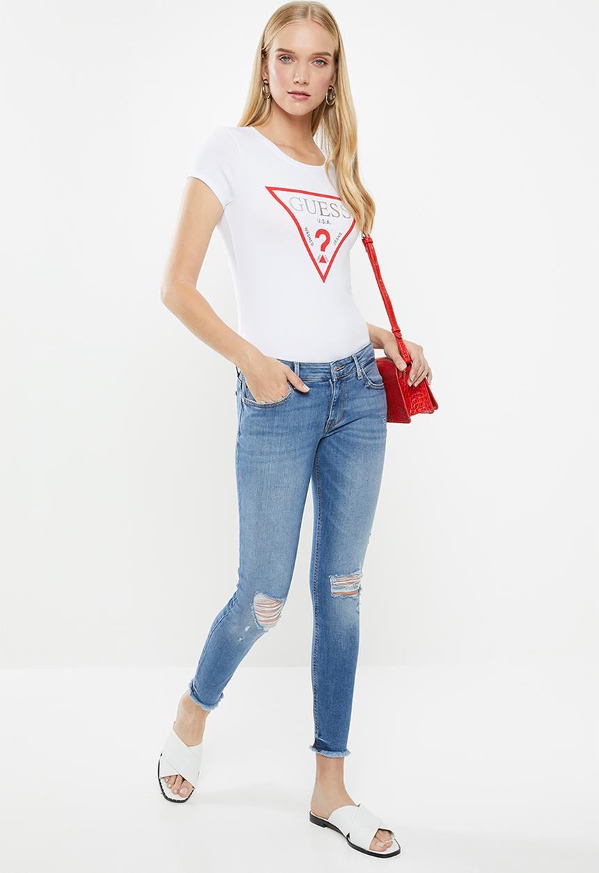 GUESS - Skinny jeans with abrasions - blue