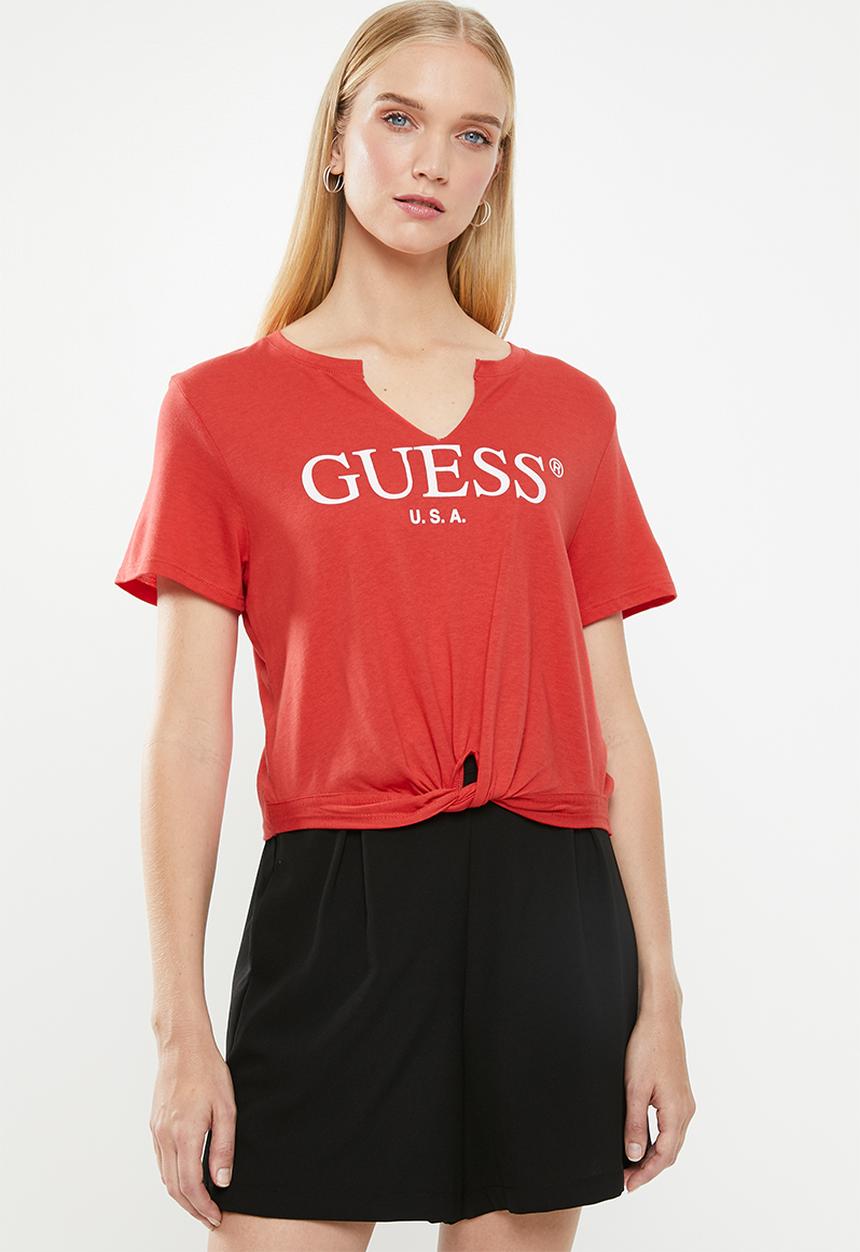 GUESS - Guess classic logo crop tee - red