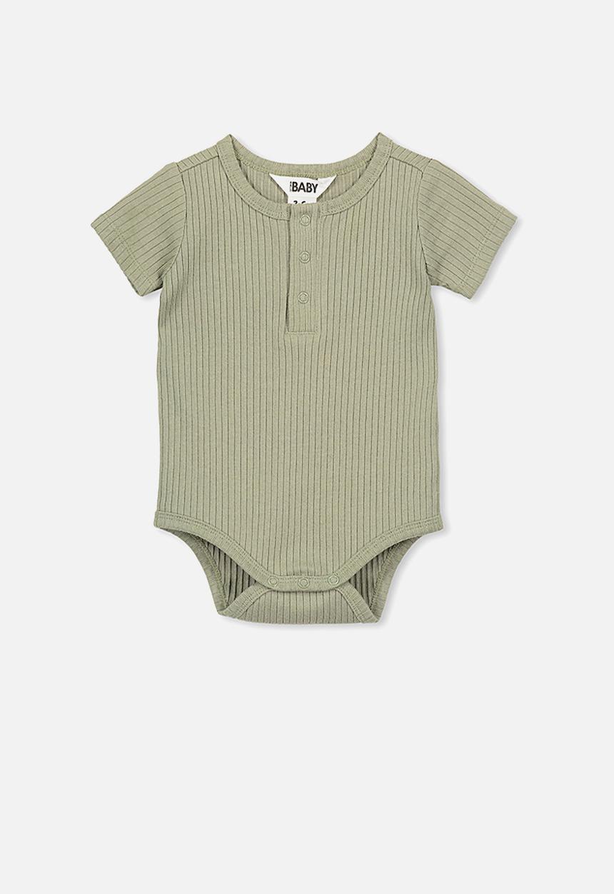 Cotton On - The short sleeve button bubbysuit - green