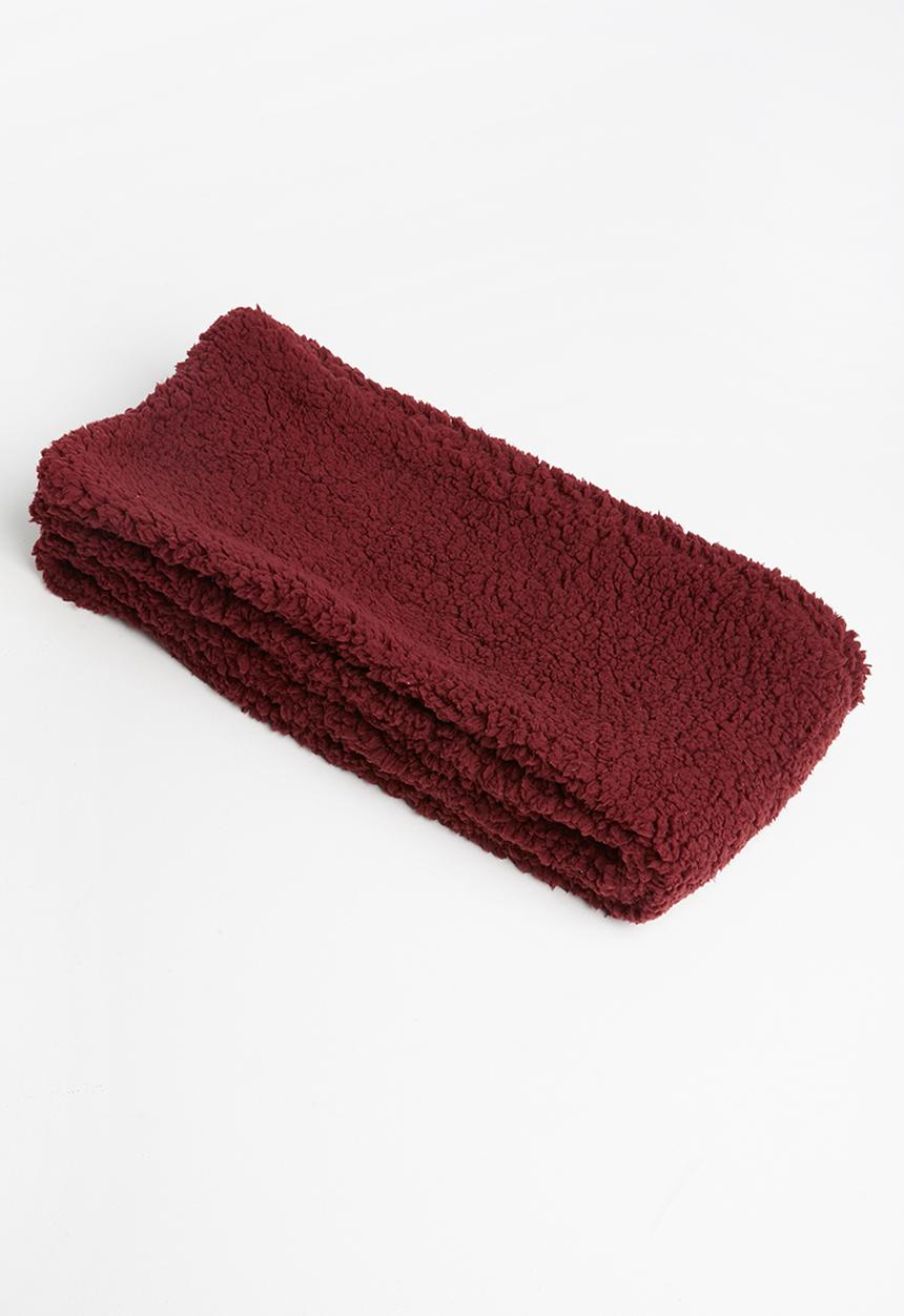 Cotton On - Tara teddy scarf - burgundy