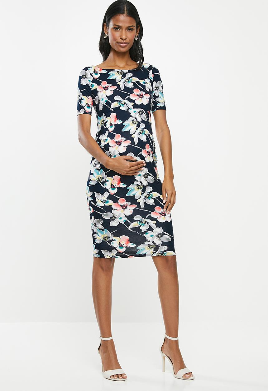 Cherry Melon - Maternity Bardot dress - multi
