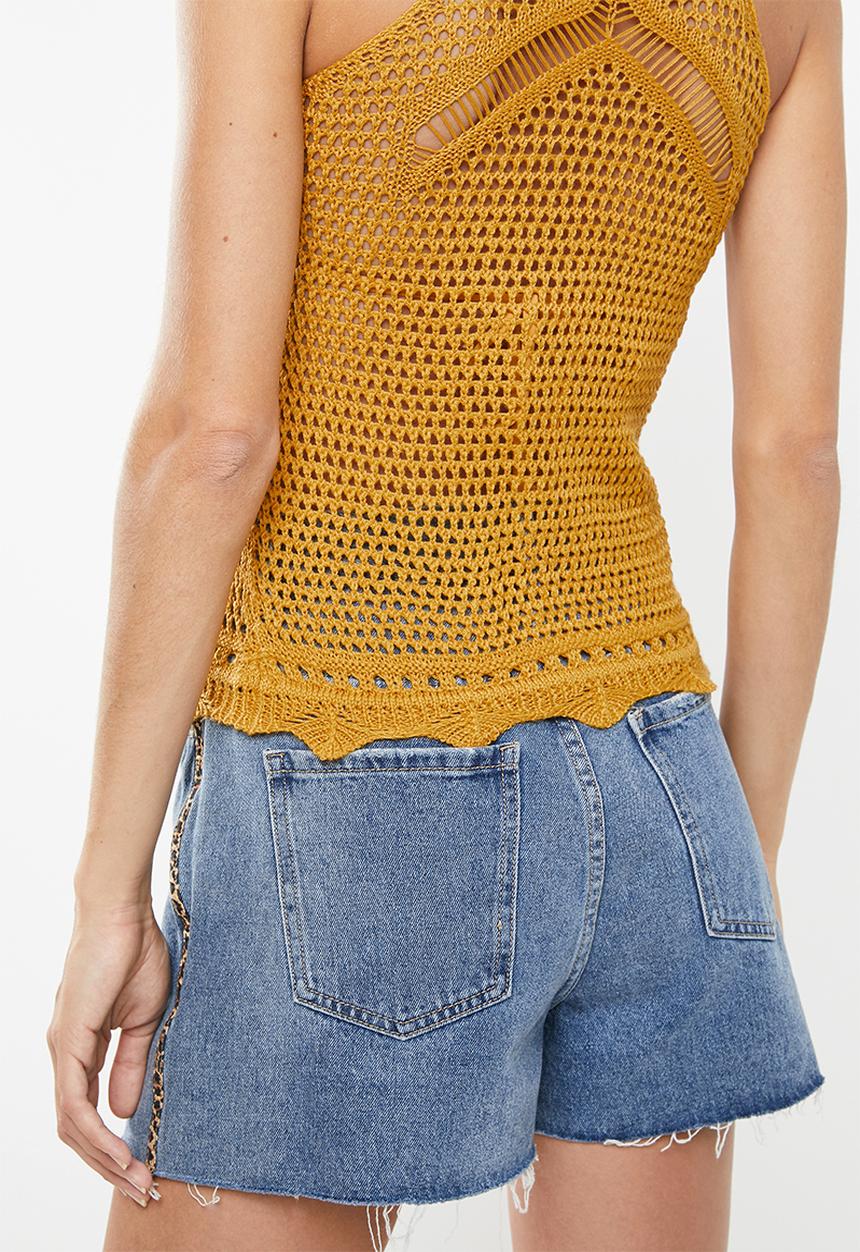 Jacqueline de Yong - Hubba short sleeve top knit - yellow