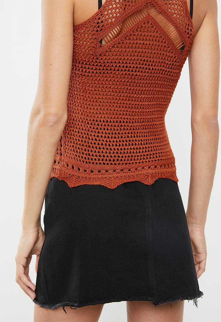 Jacqueline de Yong - Hubba short sleeve top knit - rust