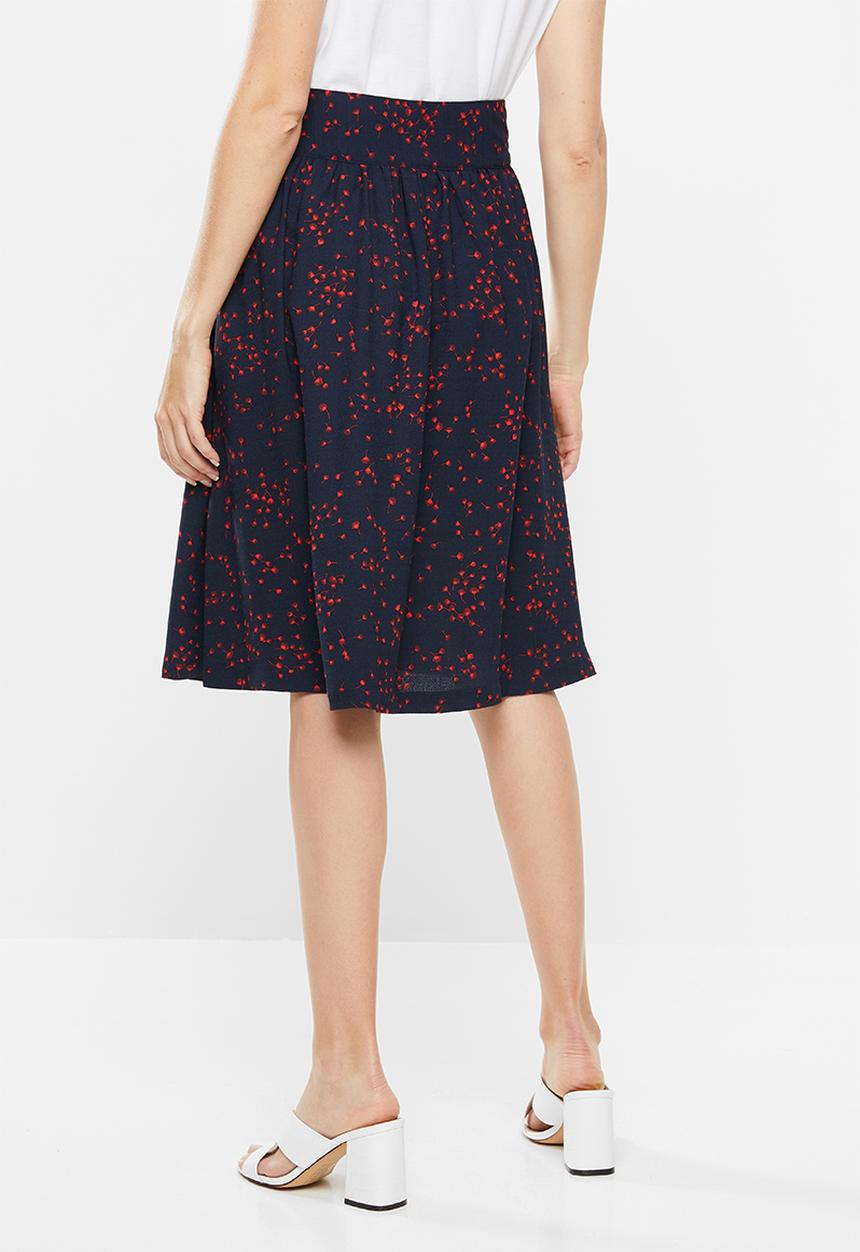 Jacqueline de Yong - Layla midi skirt - navy & red 