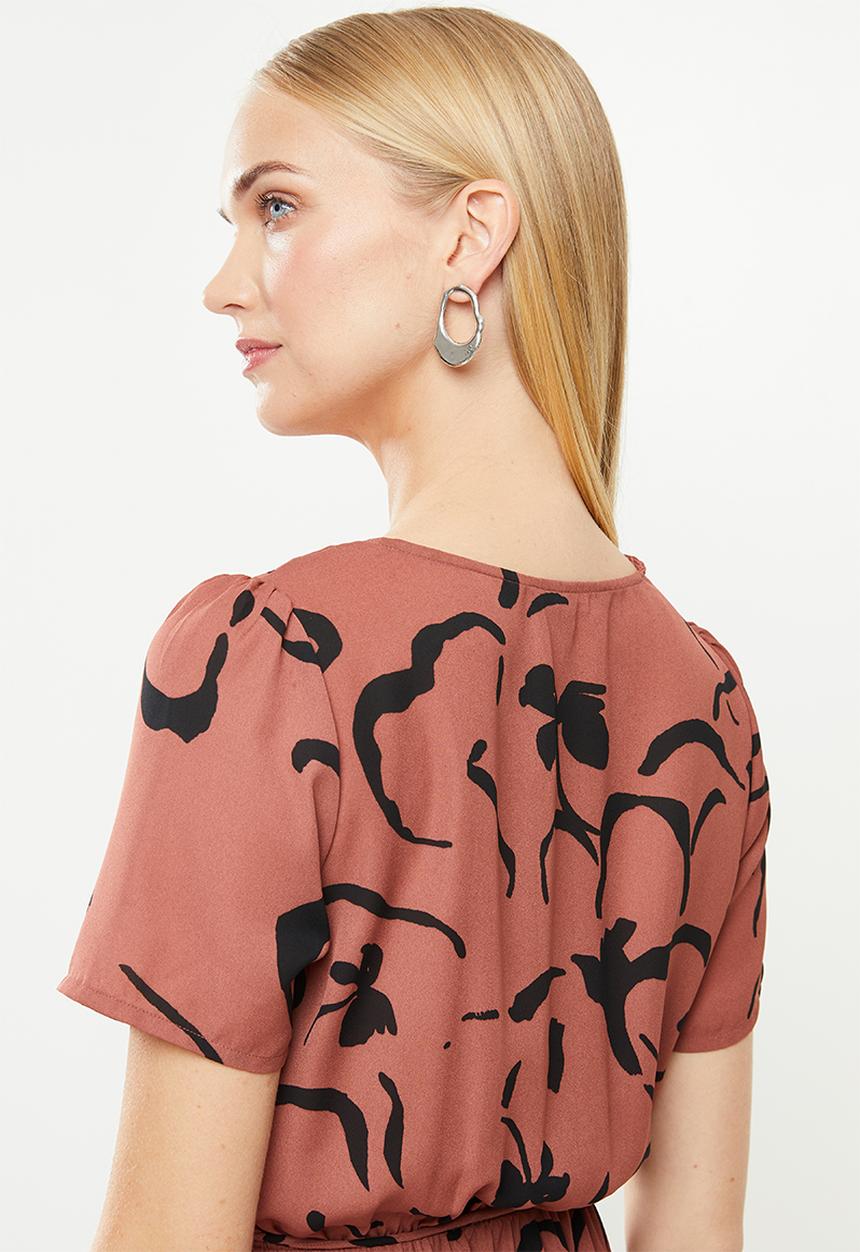 Vero Moda - Milona wrap dress - rust & black
