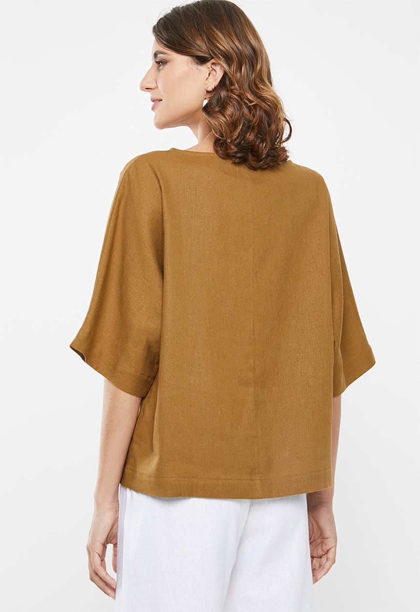 edit - Boxy linen top - brown