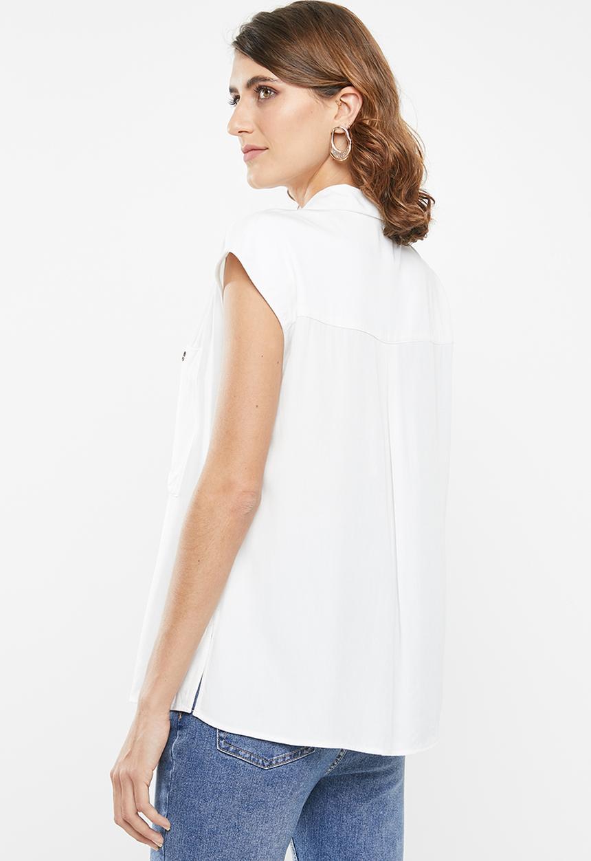 edit - Longer length utility shirt - white