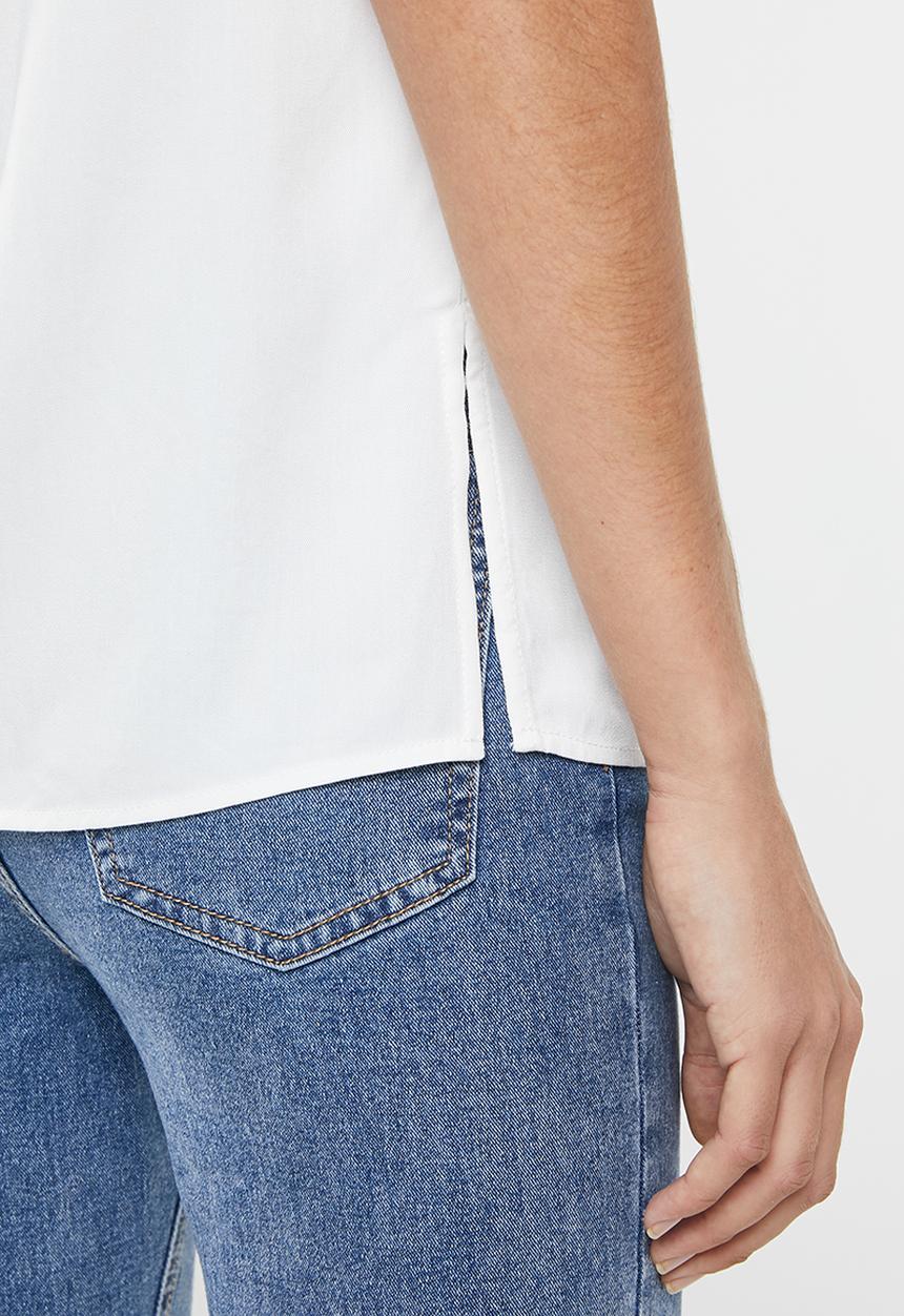 edit - Longer length utility shirt - white
