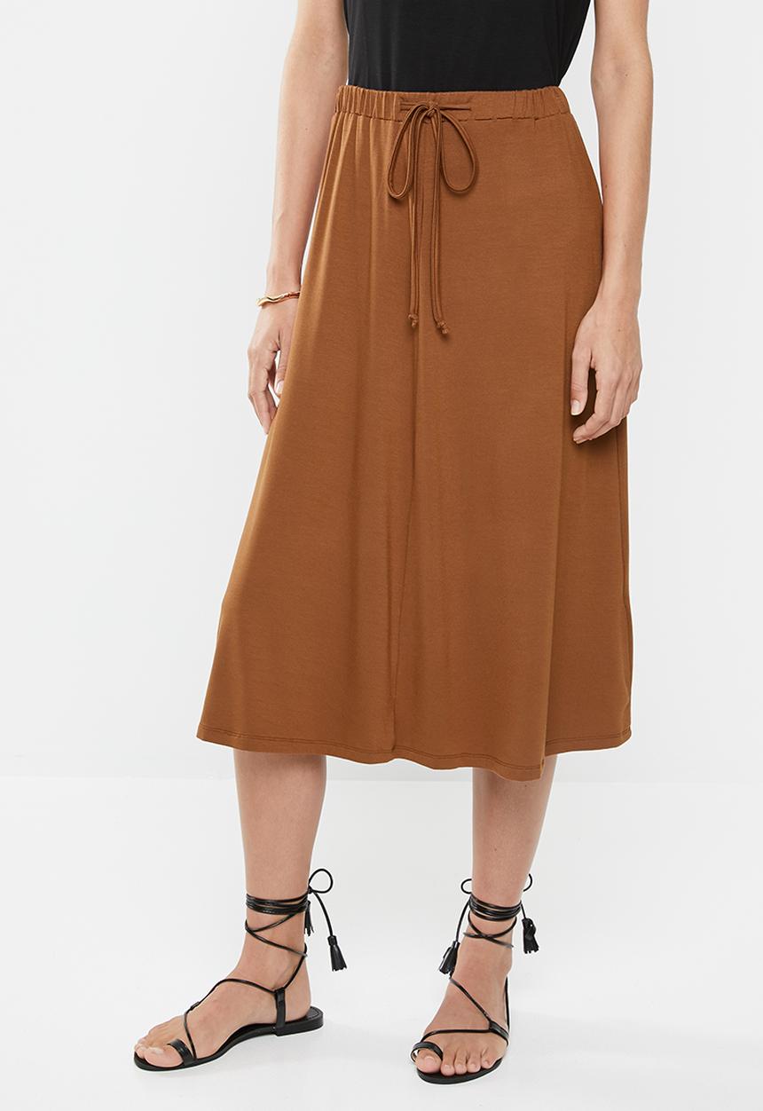edit - Draw cord midi skirt - tan