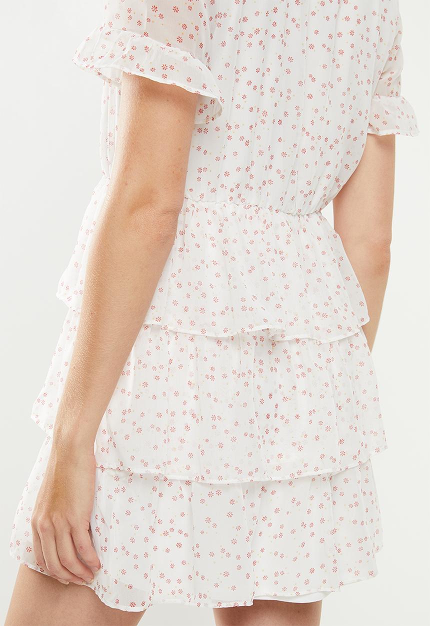 Cotton On - Woven sara short sleeve ruffle mini dress - white