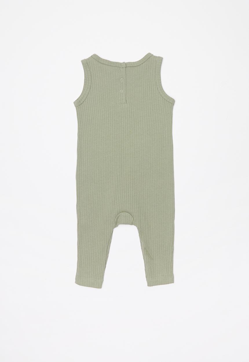 Cotton On - The sleeveless long leg rib romper - green
