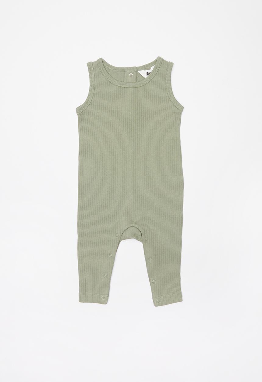 Cotton On - The sleeveless long leg rib romper - green
