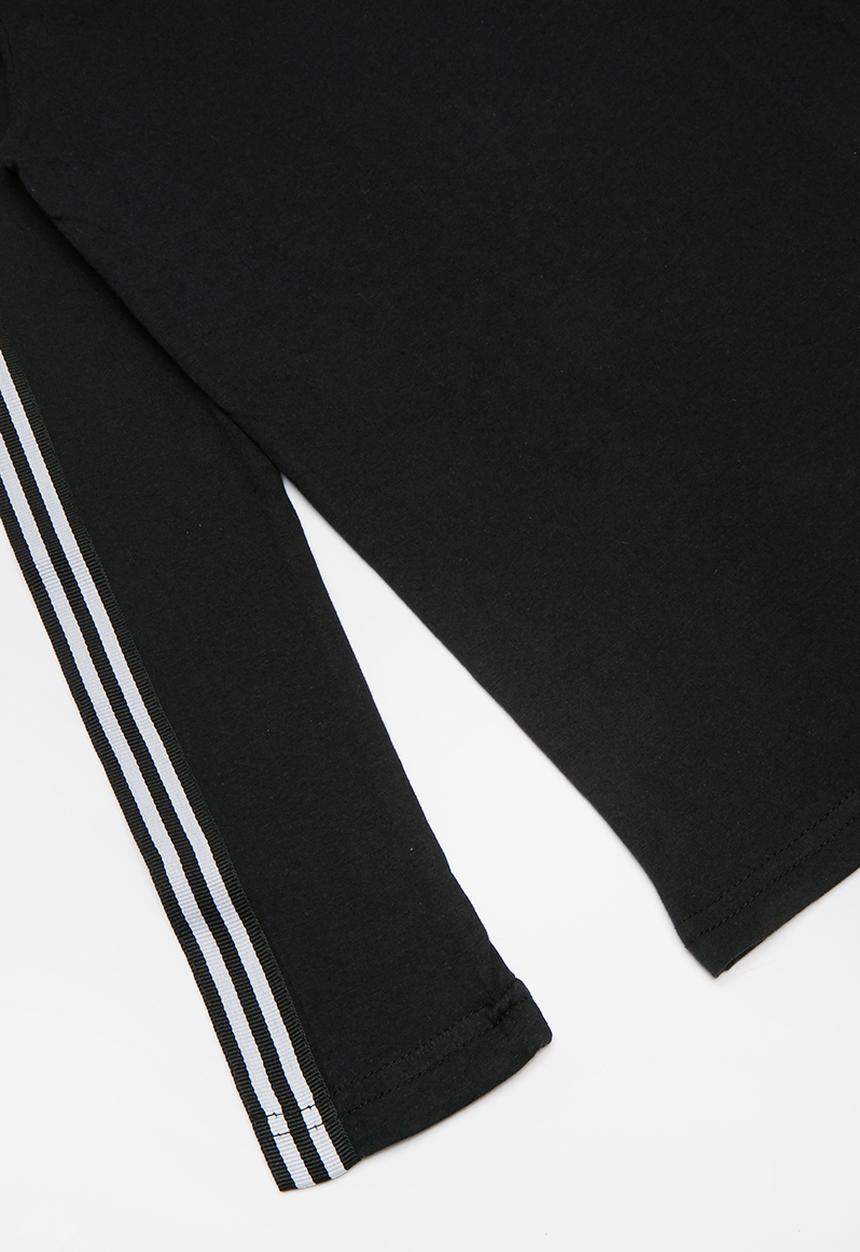 Rebel Republic - Sports long sleeve tape tee with stripe detail - black & white