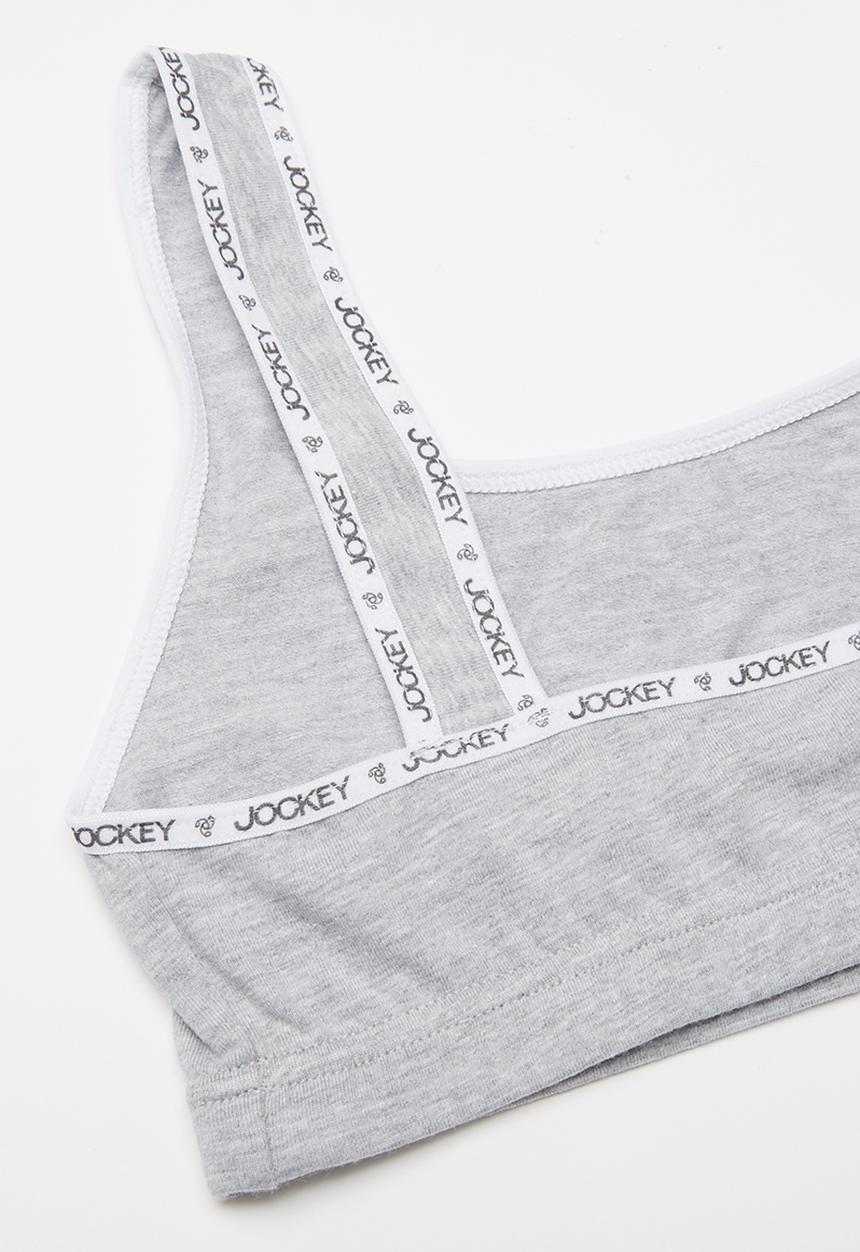 Jockey - 2 Pack logo lip crop top - grey & blue 