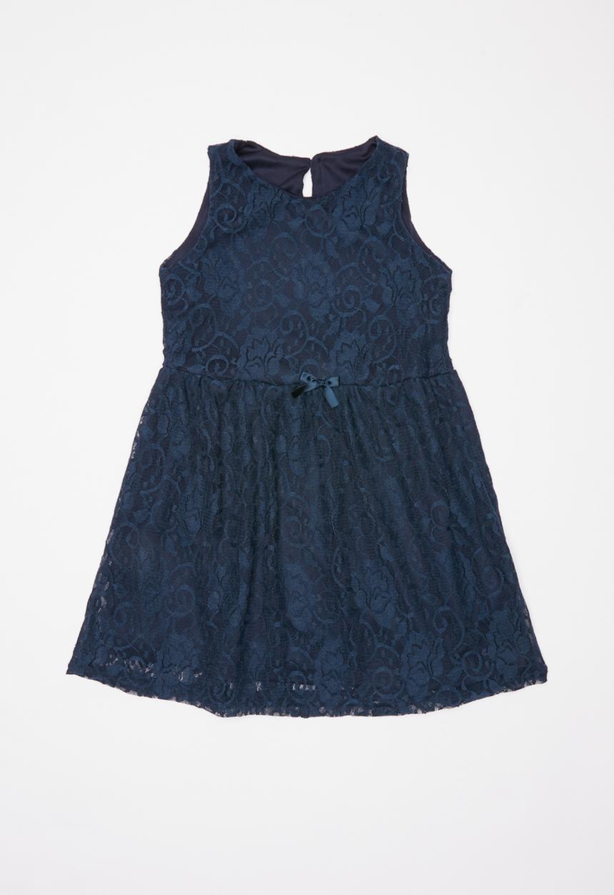 Pop Candy - Lace dress with bow - navy