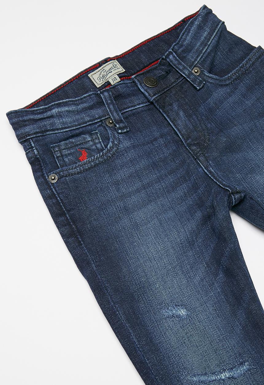 POLO - Liam distressed slim fit jean - blue