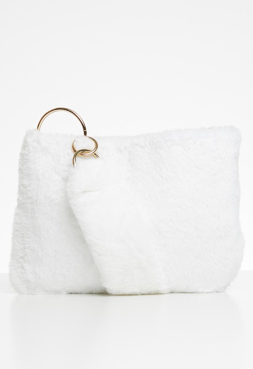 Superbalist - Sabrina faux fur shoulder bag - white