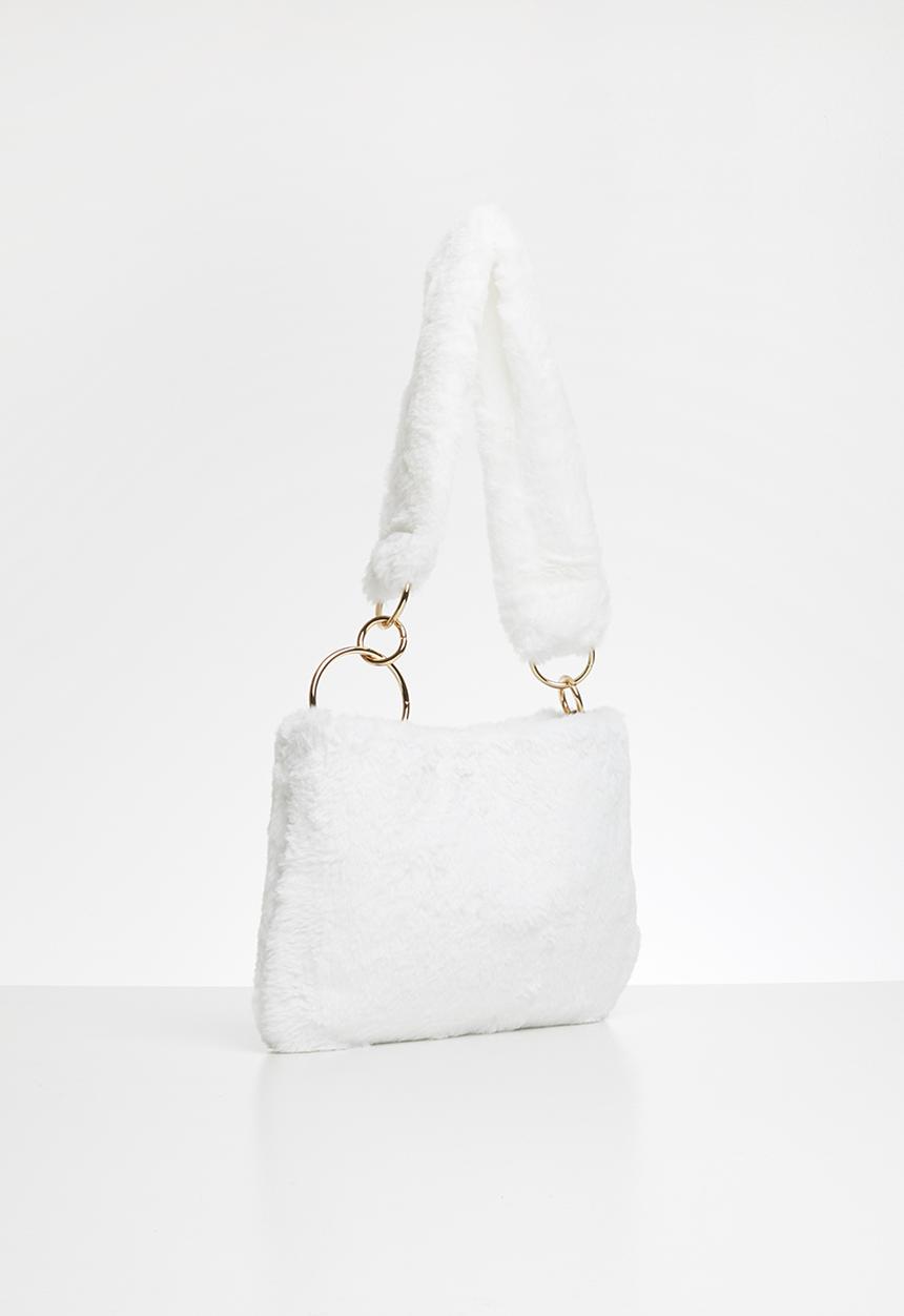 Superbalist - Sabrina faux fur shoulder bag - white
