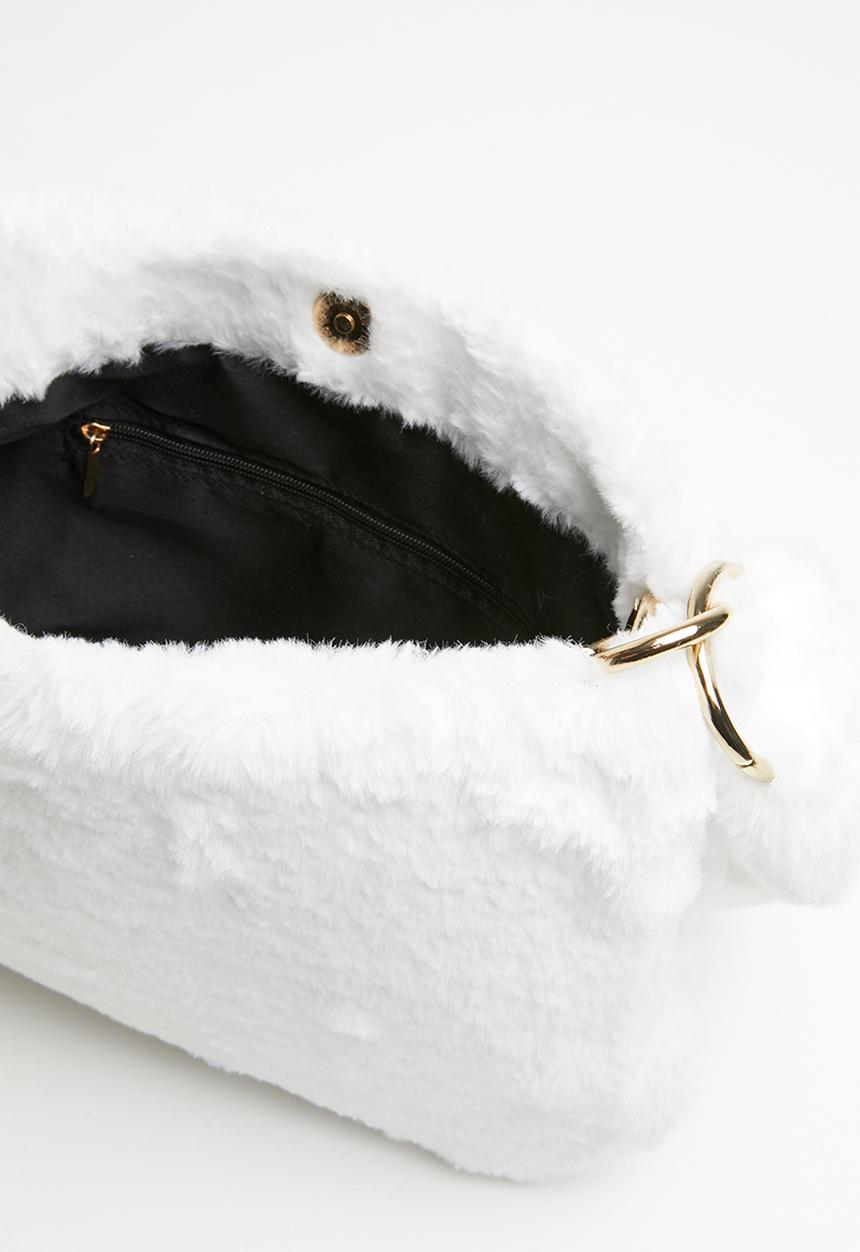 Superbalist - Sabrina faux fur shoulder bag - white