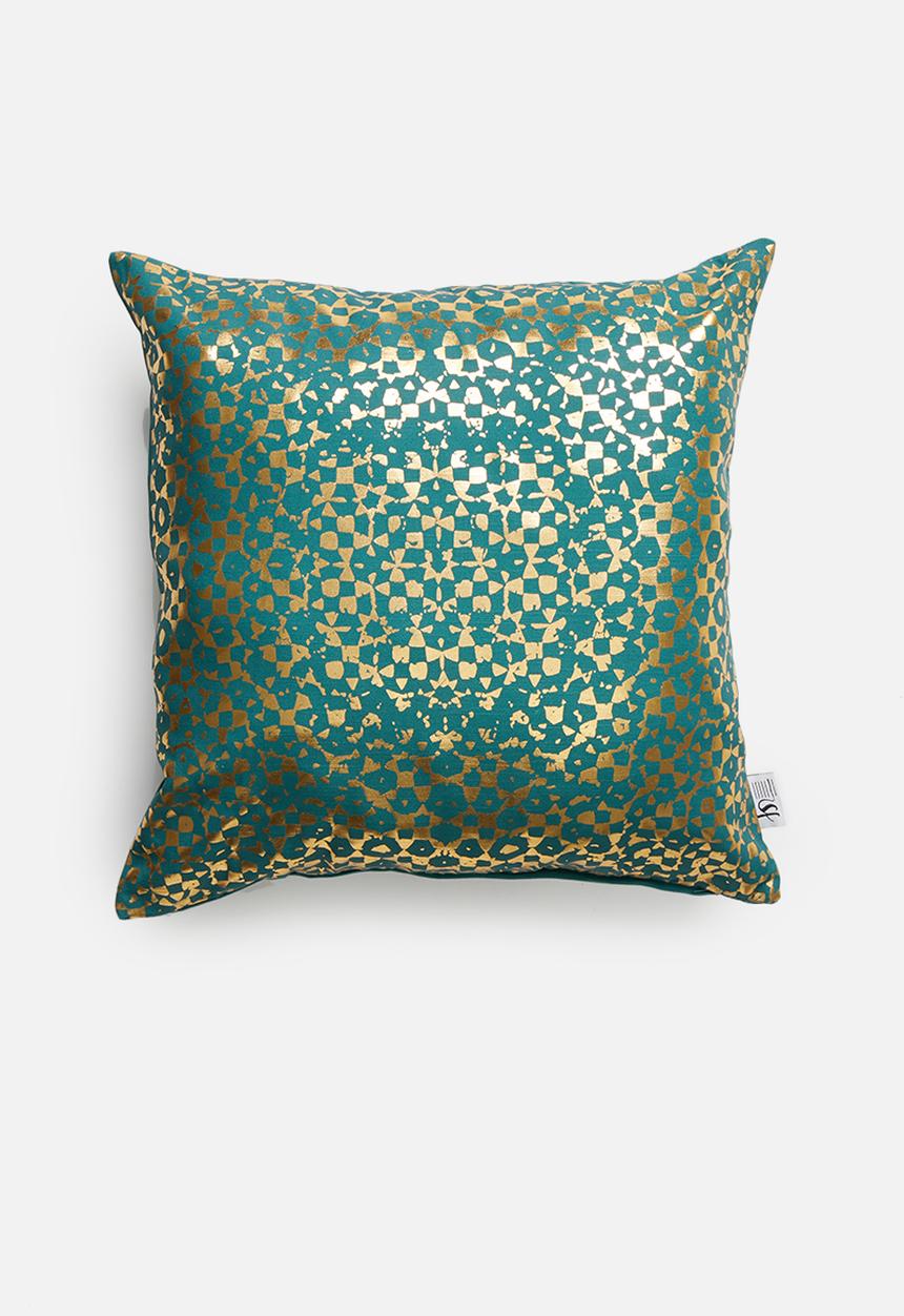 Sixth Floor - Textured printed cushion cover - turquoise