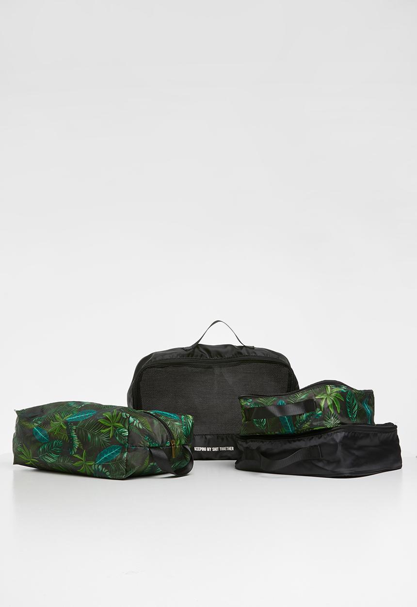 Typo - 4 Pack  luggage packing cells - black & green