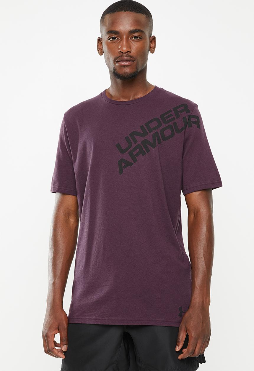 Under Armour - Wordmark shoulder short sleeve tee - purple
