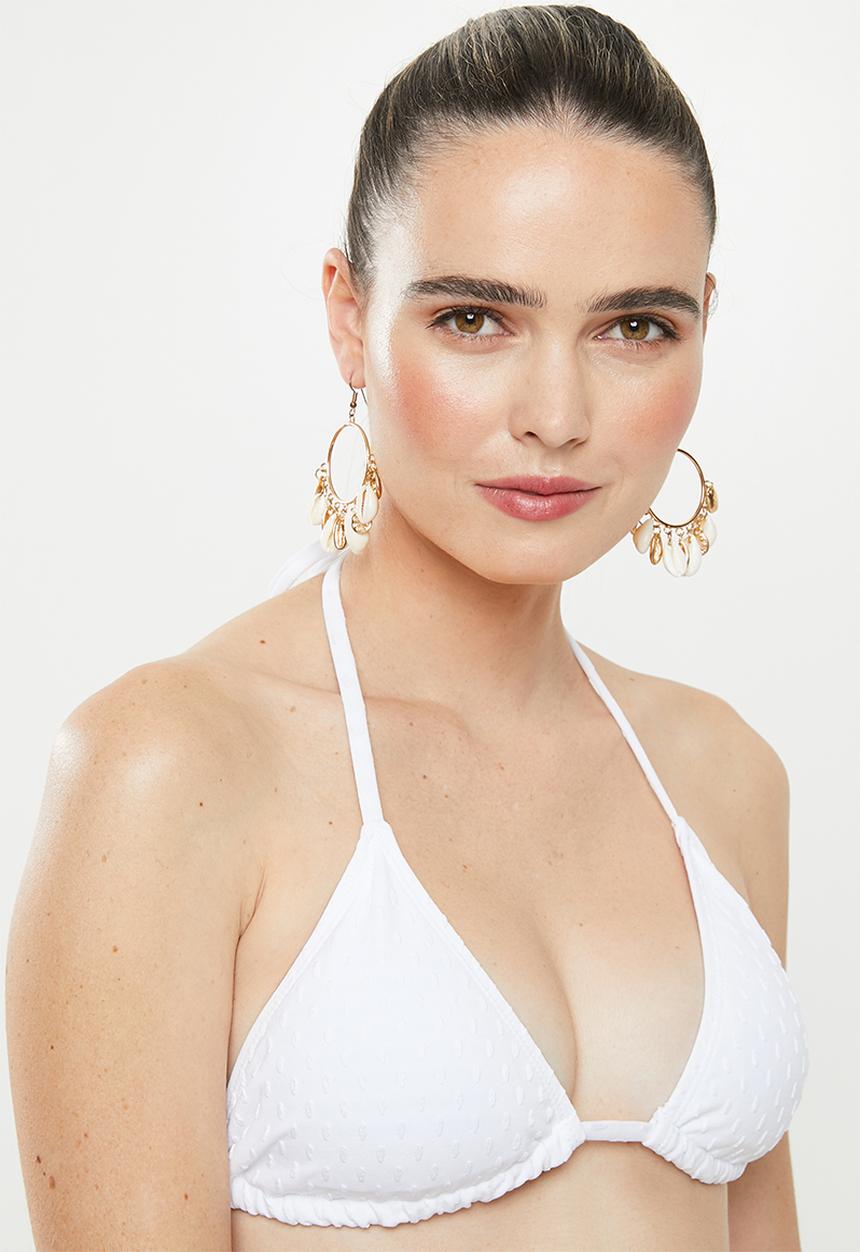 Cotton On - Classic slider triangle bikini top  - white