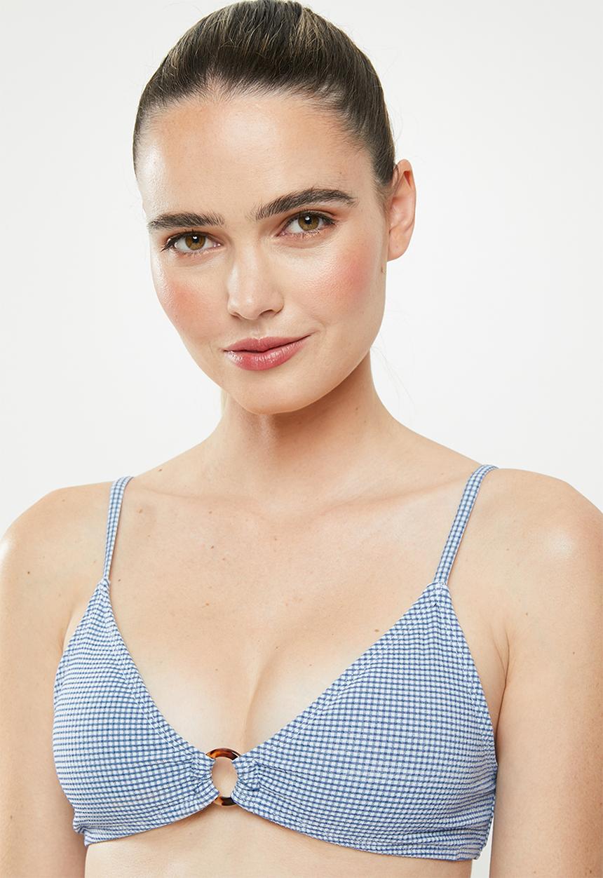Cotton On - Ring crop bralette bikini top - blue