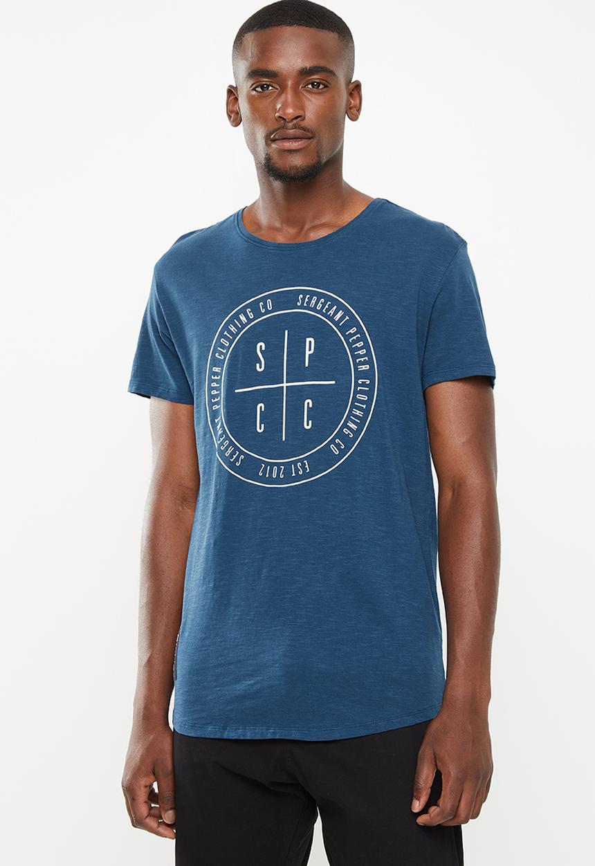 S.P.C.C - Scoop hem logo tee - blue