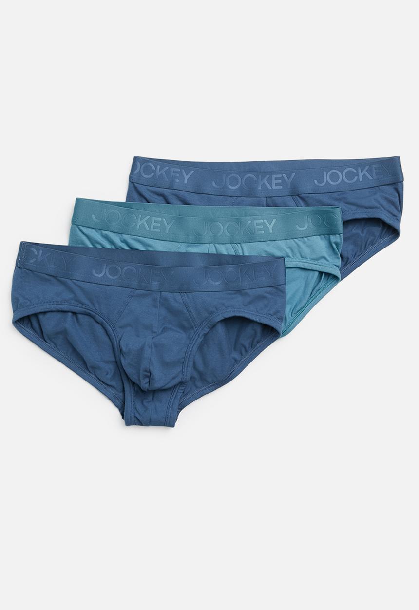 Jockey - Tonal cotton stretch 3 pack briefs - navy & blue 