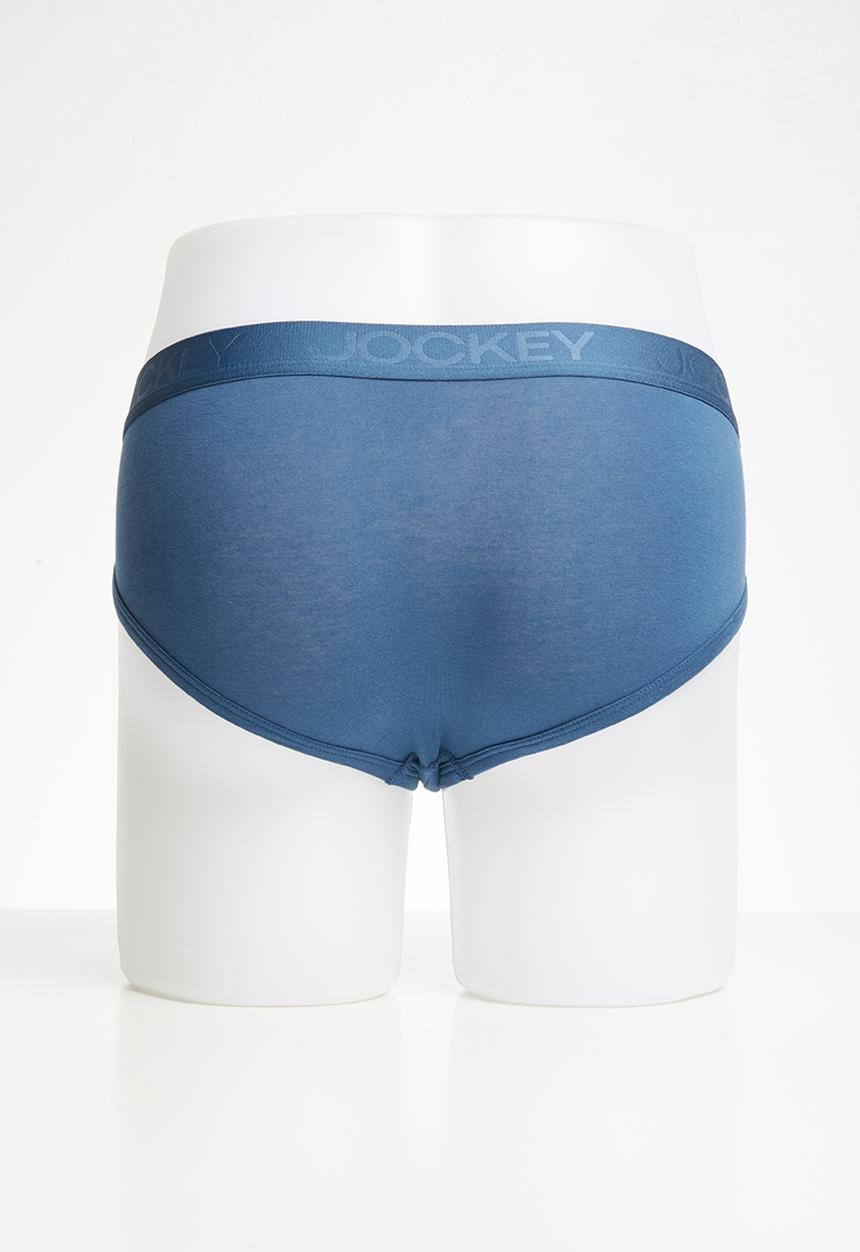 Jockey - Tonal cotton stretch 3 pack briefs - navy & blue 