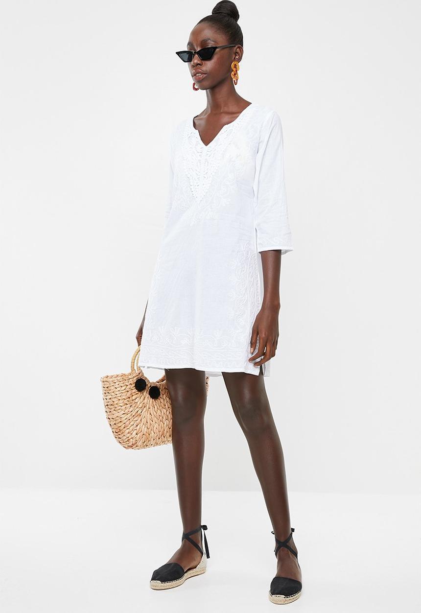 Lithe - Embroidered kaftan - white 1