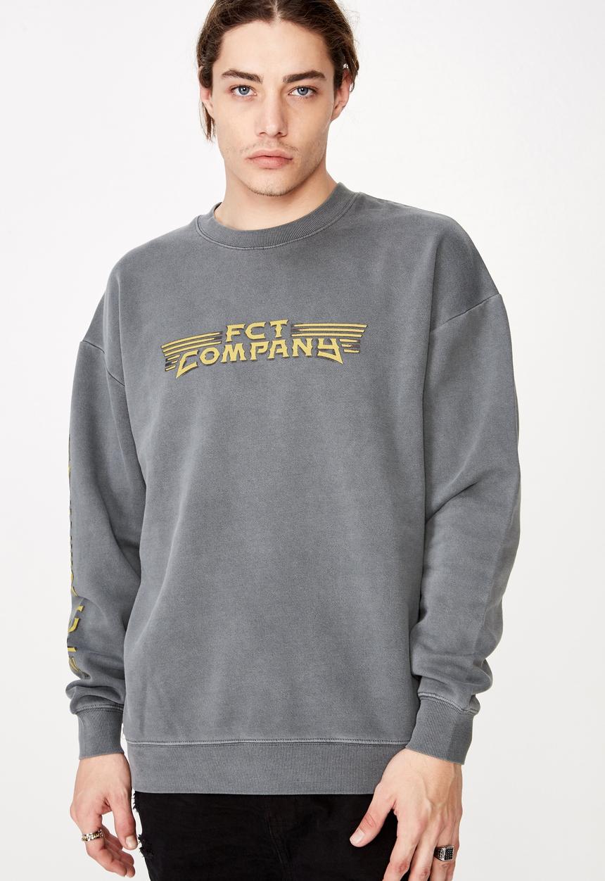 Factorie - Oversized graphic crew - grey