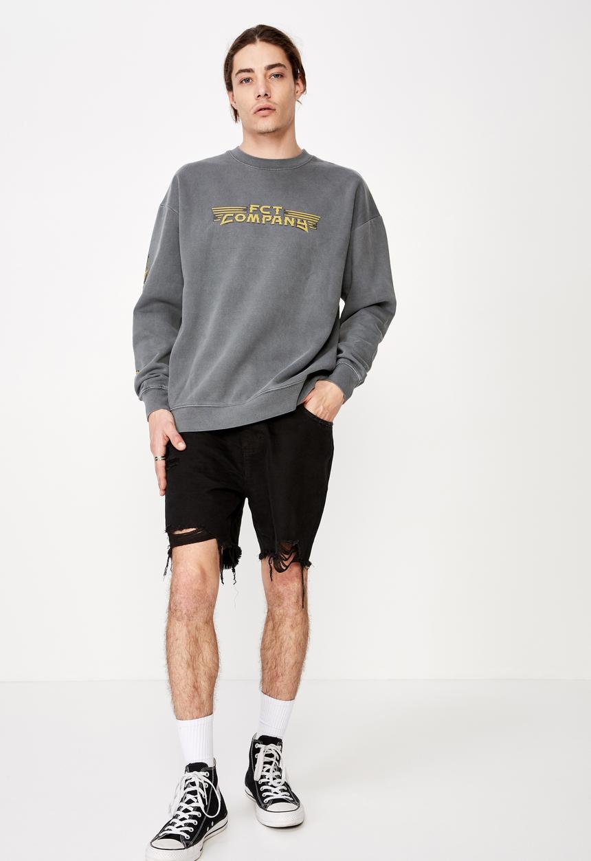 Factorie - Oversized graphic crew - grey