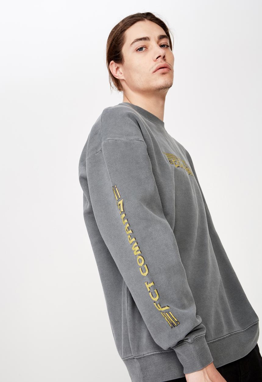 Factorie - Oversized graphic crew - grey