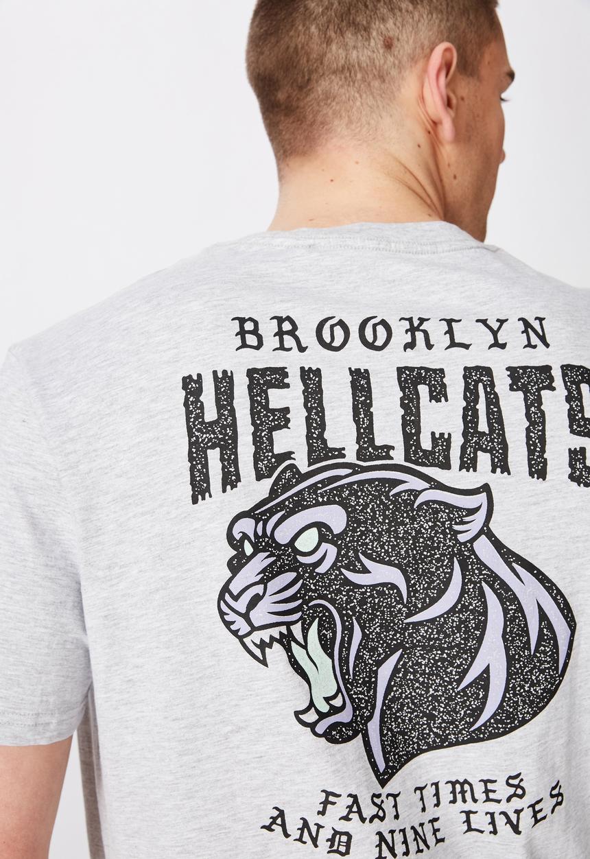 Factorie - Hellcats regular fit graphic T-shirt - grey