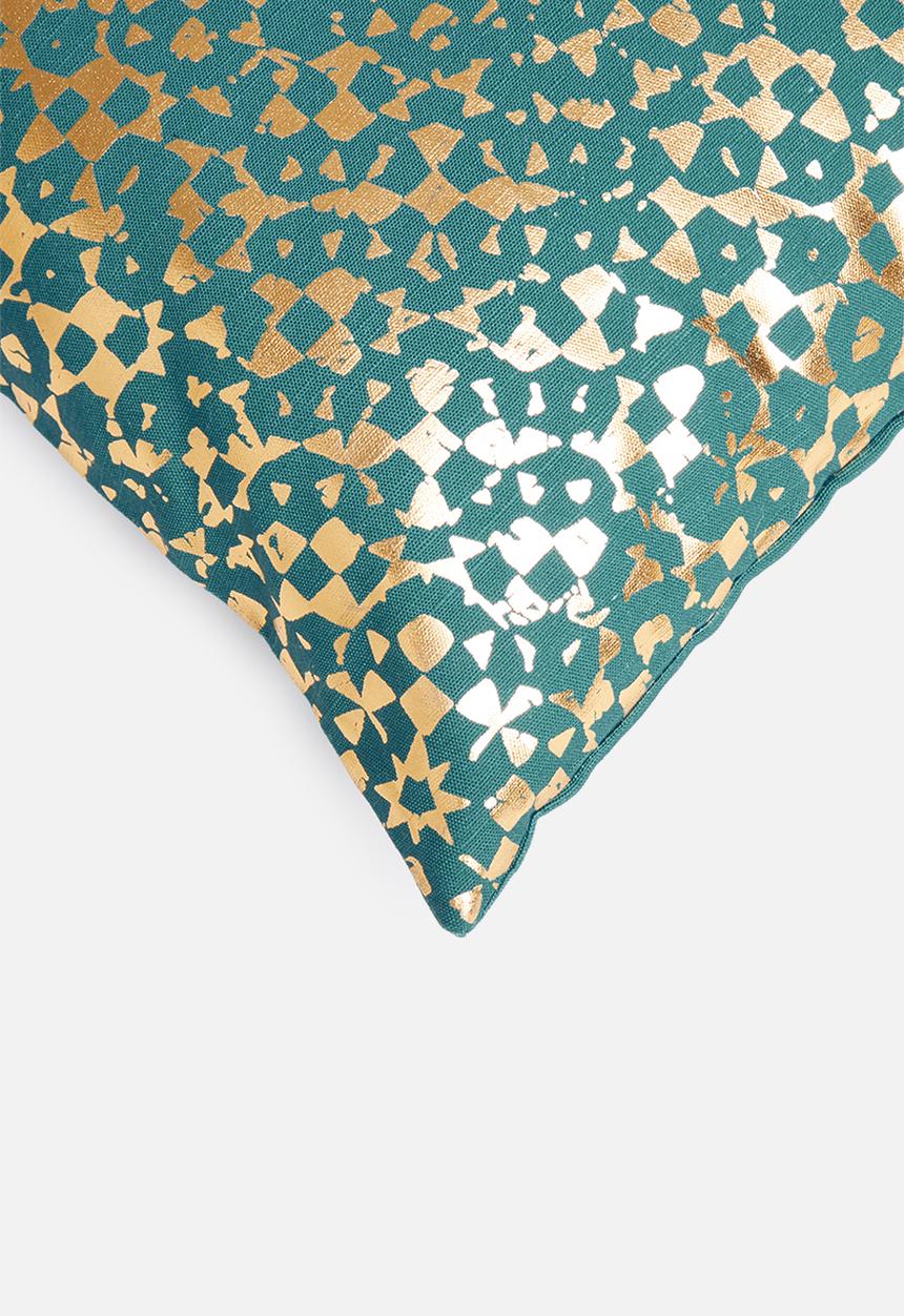Sixth Floor - Textured printed cushion cover - turquoise